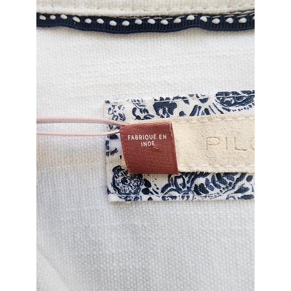 Pilcro Shirt Womens Medium White Cotton Linen Embroidered Button Up Boho Floral - Picture 16 of 16